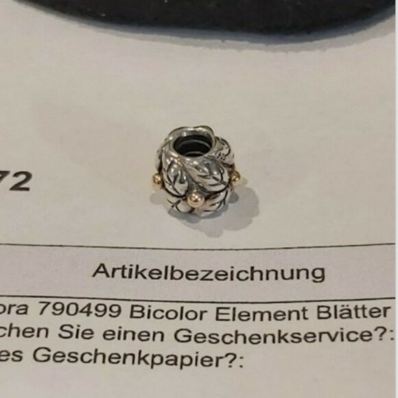 Authentic PANDORA *RETIRED* & RARE SS w/14K Gold Christmas Holly 790499 - Picture 3 of 10